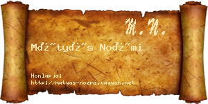 Mátyás Noémi névjegykártya